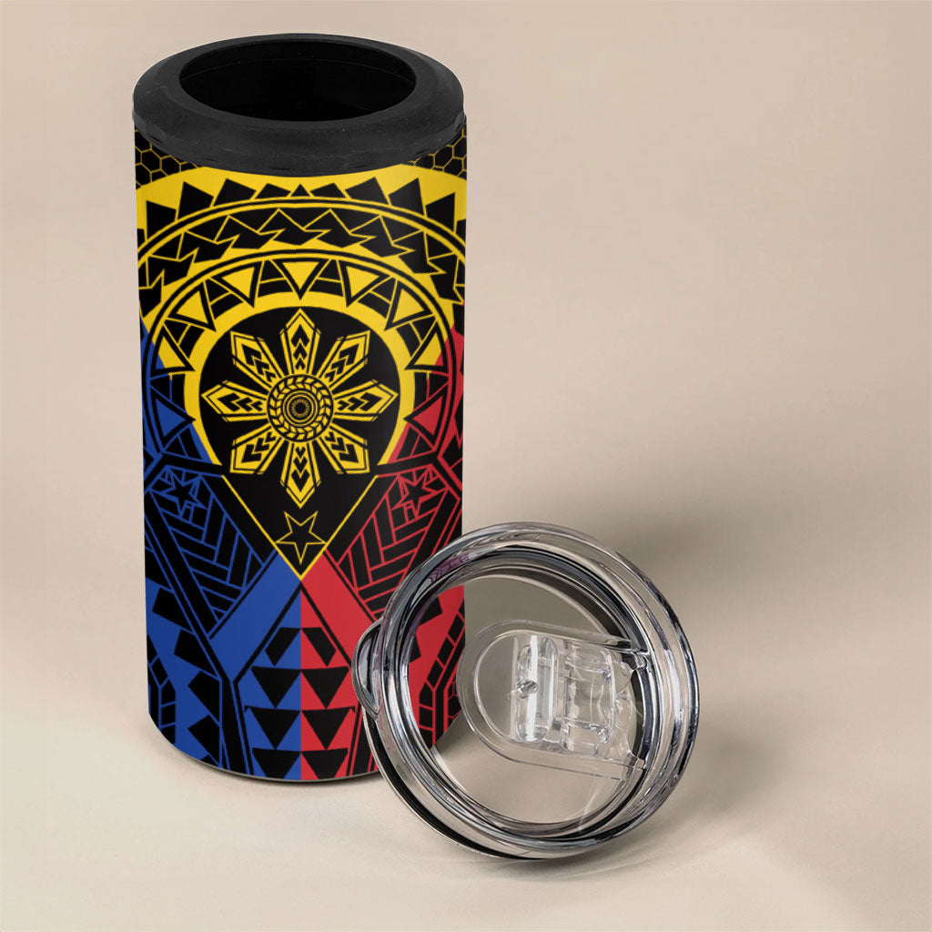 Philippines Batok Tribal Inspired Tattoo 4 in 1 Can Cooler Tumbler LT05 - Polynesian Pride