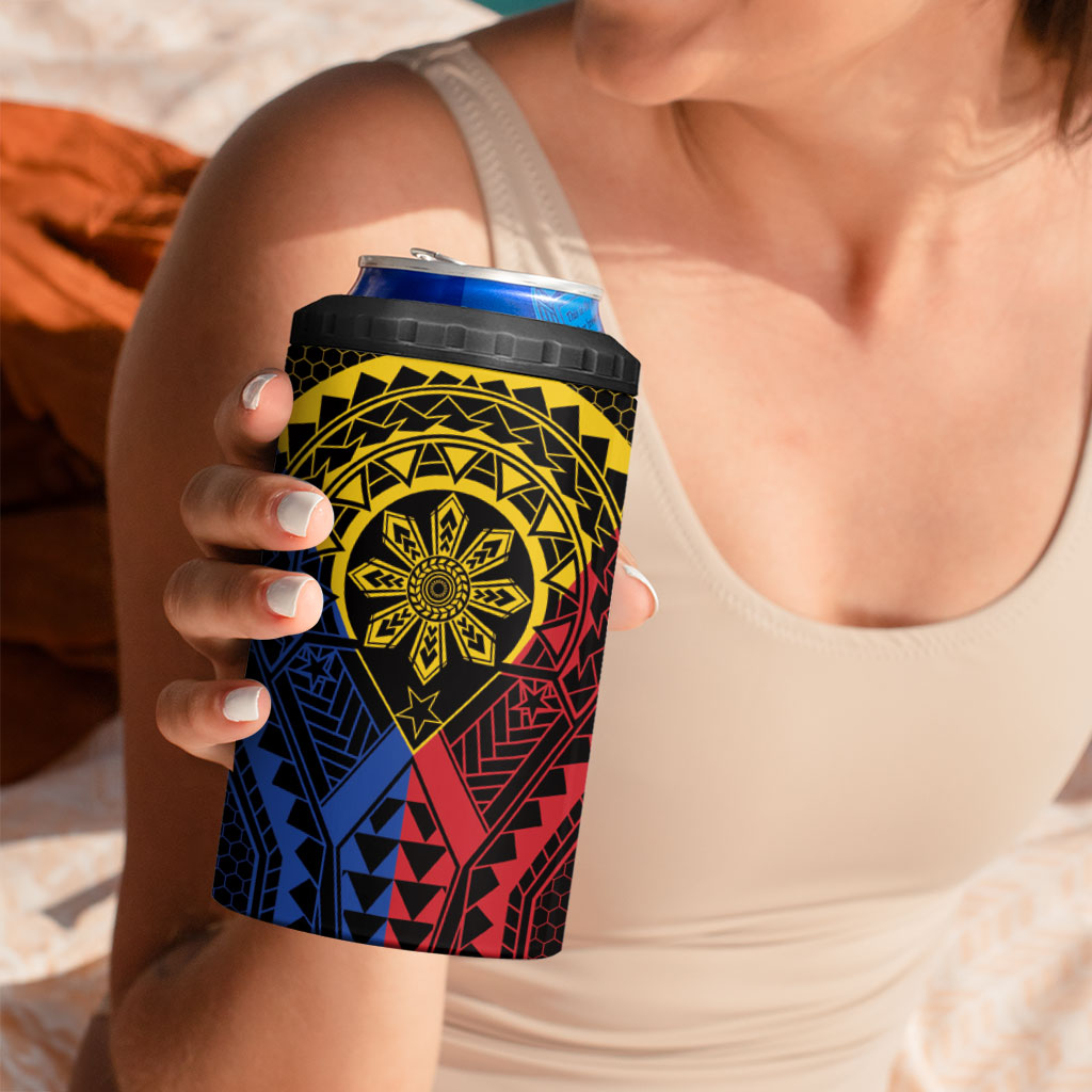 Philippines Batok Tribal Inspired Tattoo 4 in 1 Can Cooler Tumbler LT05 - Polynesian Pride