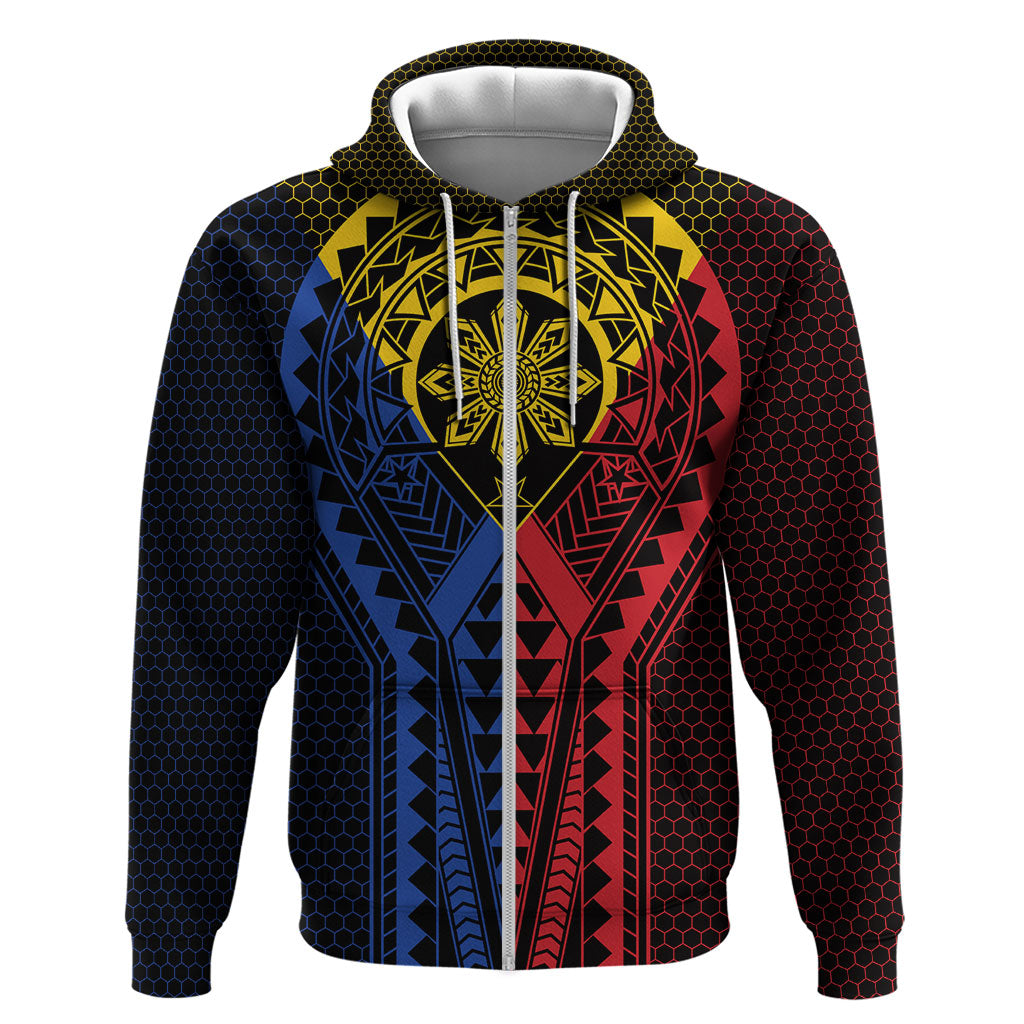 Philippines Batok Tribal Inspired Tattoo Hoodie LT05 Zip Hoodie Multicolor - Polynesian Pride