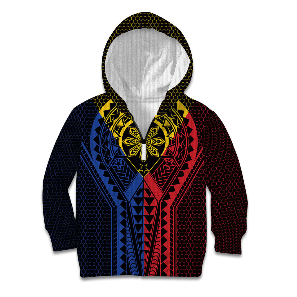 Philippines Batok Tribal Inspired Tattoo Kid Hoodie LT05 Zip Hoodie Multicolor - Polynesian Pride