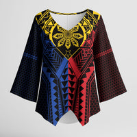 Philippines Batok Tribal Inspired Tattoo Kimono Sleeve Blouse LT05 Female Multicolor - Polynesian Pride