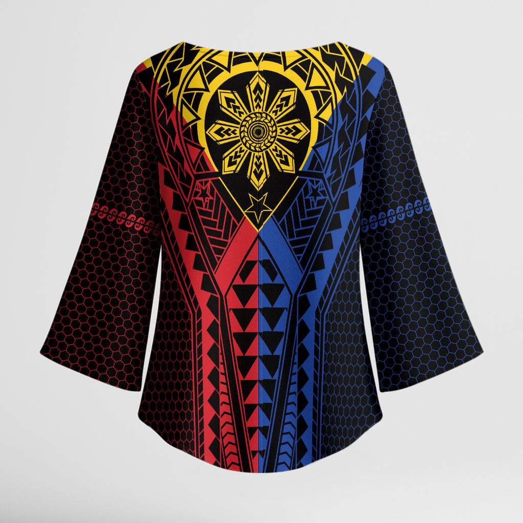 Philippines Batok Tribal Inspired Tattoo Kimono Sleeve Blouse LT05 - Polynesian Pride