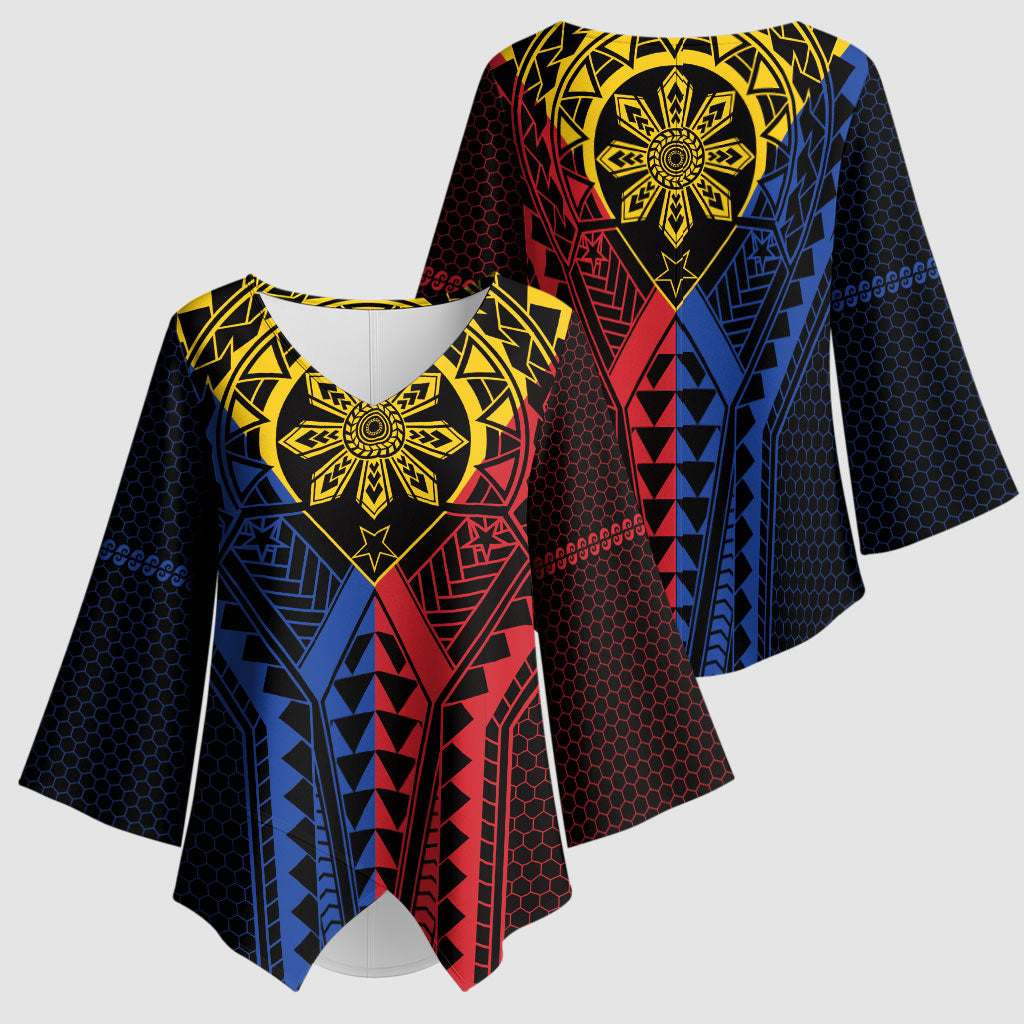 Philippines Batok Tribal Inspired Tattoo Kimono Sleeve Blouse LT05 - Polynesian Pride