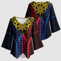 Philippines Batok Tribal Inspired Tattoo Kimono Sleeve Blouse LT05 - Polynesian Pride