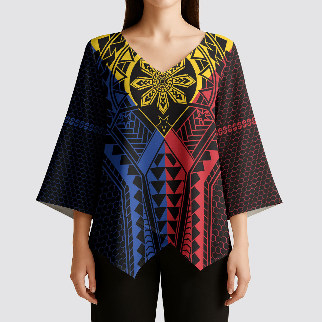 Philippines Batok Tribal Inspired Tattoo Kimono Sleeve Blouse LT05 - Polynesian Pride
