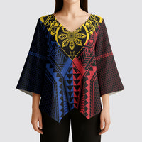 Philippines Batok Tribal Inspired Tattoo Kimono Sleeve Blouse LT05 - Polynesian Pride