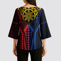 Philippines Batok Tribal Inspired Tattoo Kimono Sleeve Blouse LT05 - Polynesian Pride