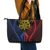 Philippines Batok Tribal Inspired Tattoo Leather Tote Bag LT05 - Polynesian Pride