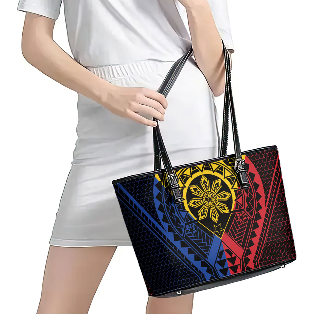 Philippines Batok Tribal Inspired Tattoo Leather Tote Bag LT05 - Polynesian Pride