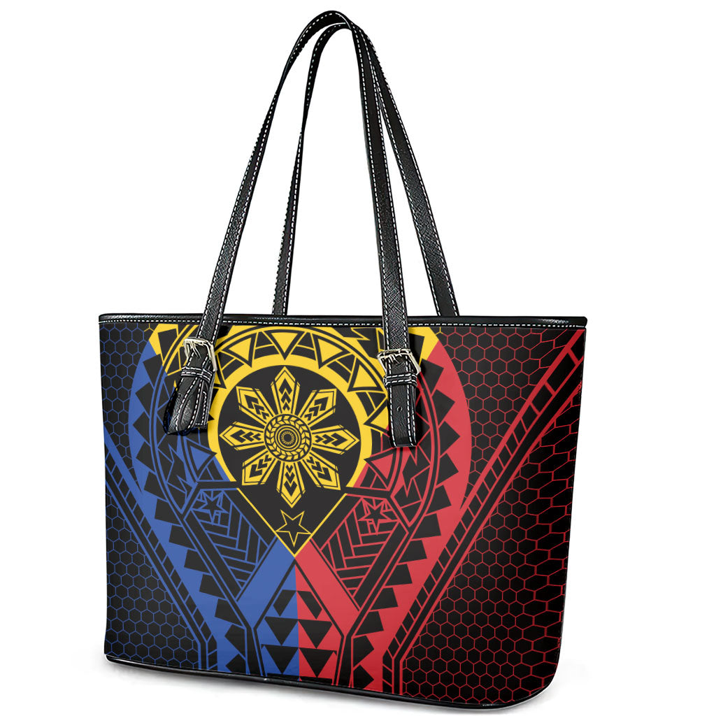 Philippines Batok Tribal Inspired Tattoo Leather Tote Bag LT05 - Polynesian Pride