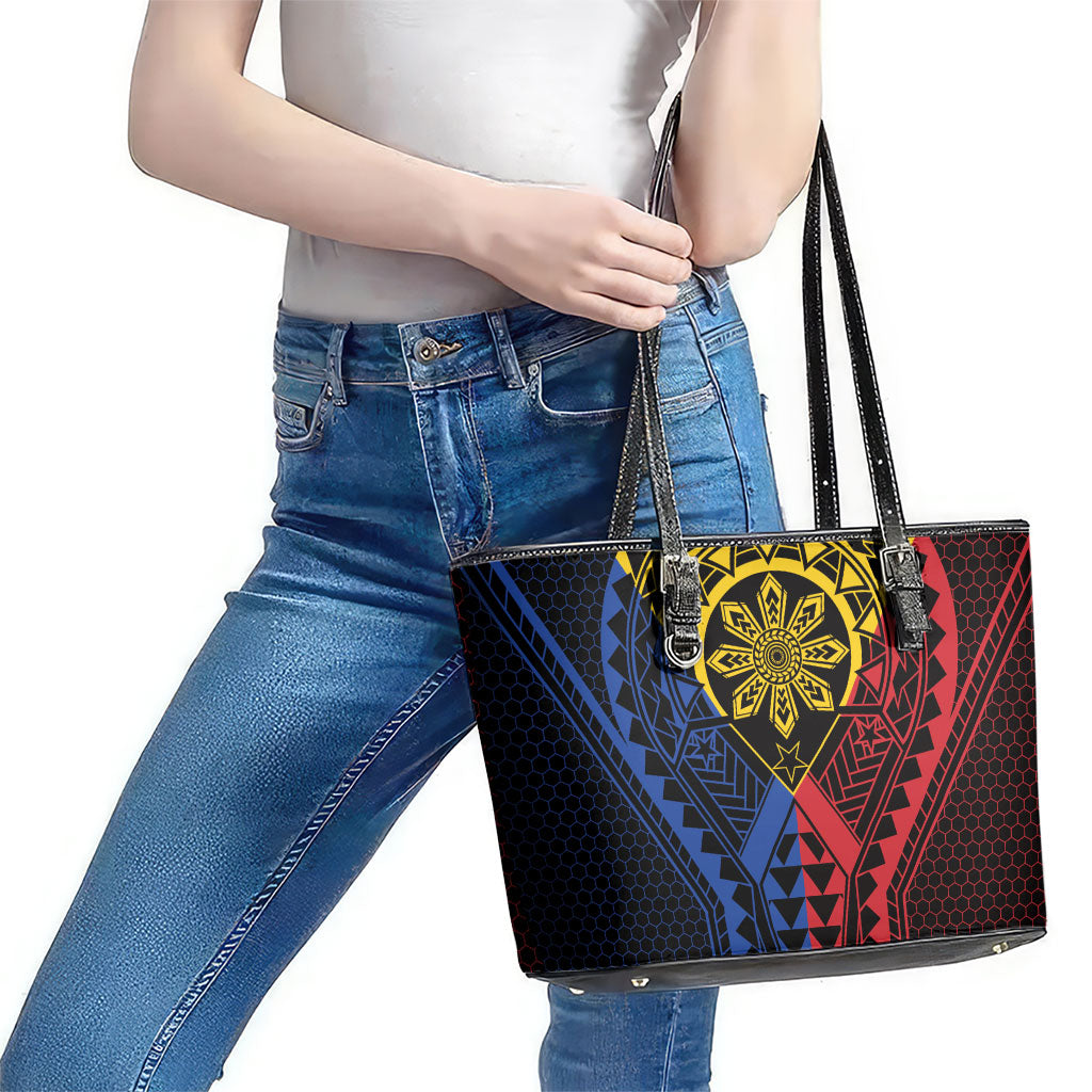 Philippines Batok Tribal Inspired Tattoo Leather Tote Bag LT05 - Polynesian Pride