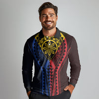 Philippines Batok Tribal Inspired Tattoo Long Sleeve Polo Shirt LT05 - Polynesian Pride