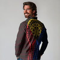 Philippines Batok Tribal Inspired Tattoo Long Sleeve Polo Shirt LT05 - Polynesian Pride