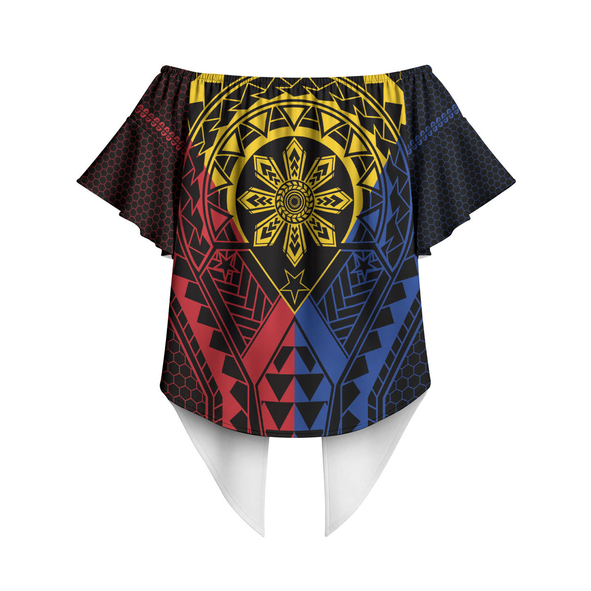 Philippines Batok Tribal Inspired Tattoo Off Shoulder Wrap Waist Top LT05 - Polynesian Pride