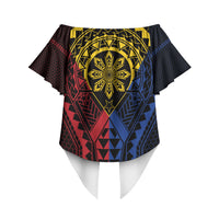 Philippines Batok Tribal Inspired Tattoo Off Shoulder Wrap Waist Top LT05 - Polynesian Pride