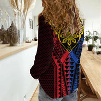 Philippines Batok Tribal Inspired Tattoo Women Casual Shirt LT05 - Polynesian Pride
