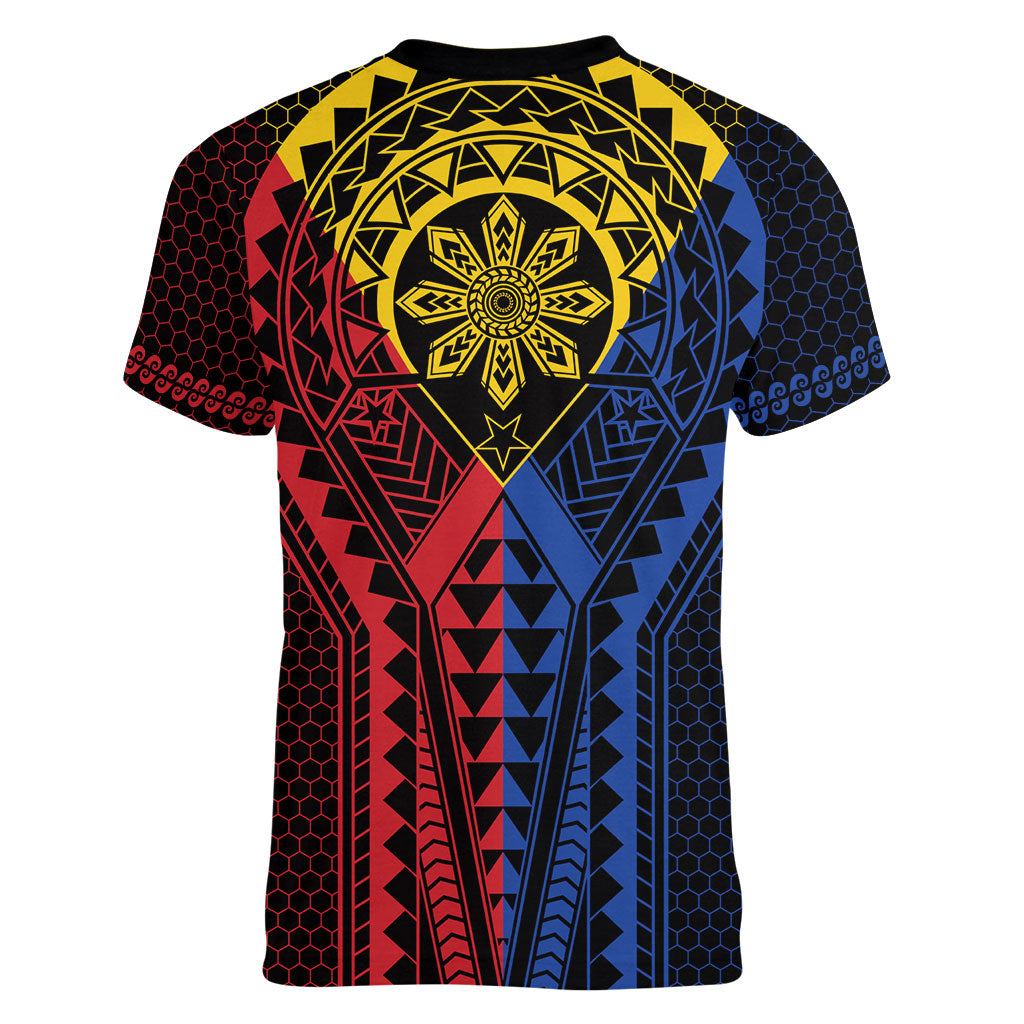 Philippines Batok Tribal Inspired Tattoo Women V-Neck T-Shirt LT05 - Polynesian Pride