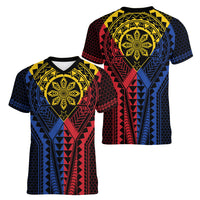 Philippines Batok Tribal Inspired Tattoo Women V-Neck T-Shirt LT05 - Polynesian Pride
