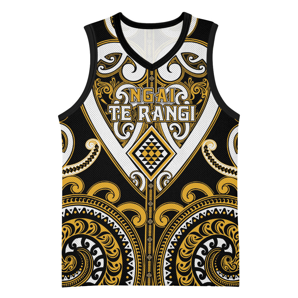Custom Aotearoa Ngai Te Rangi Basketball Jersey Maori Tribal Pattern LT05 Unisex Gold - Polynesian Pride