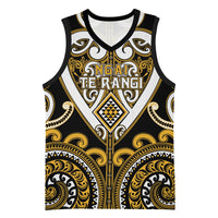 Custom Aotearoa Ngai Te Rangi Basketball Jersey Maori Tribal Pattern LT05 Unisex Gold - Polynesian Pride