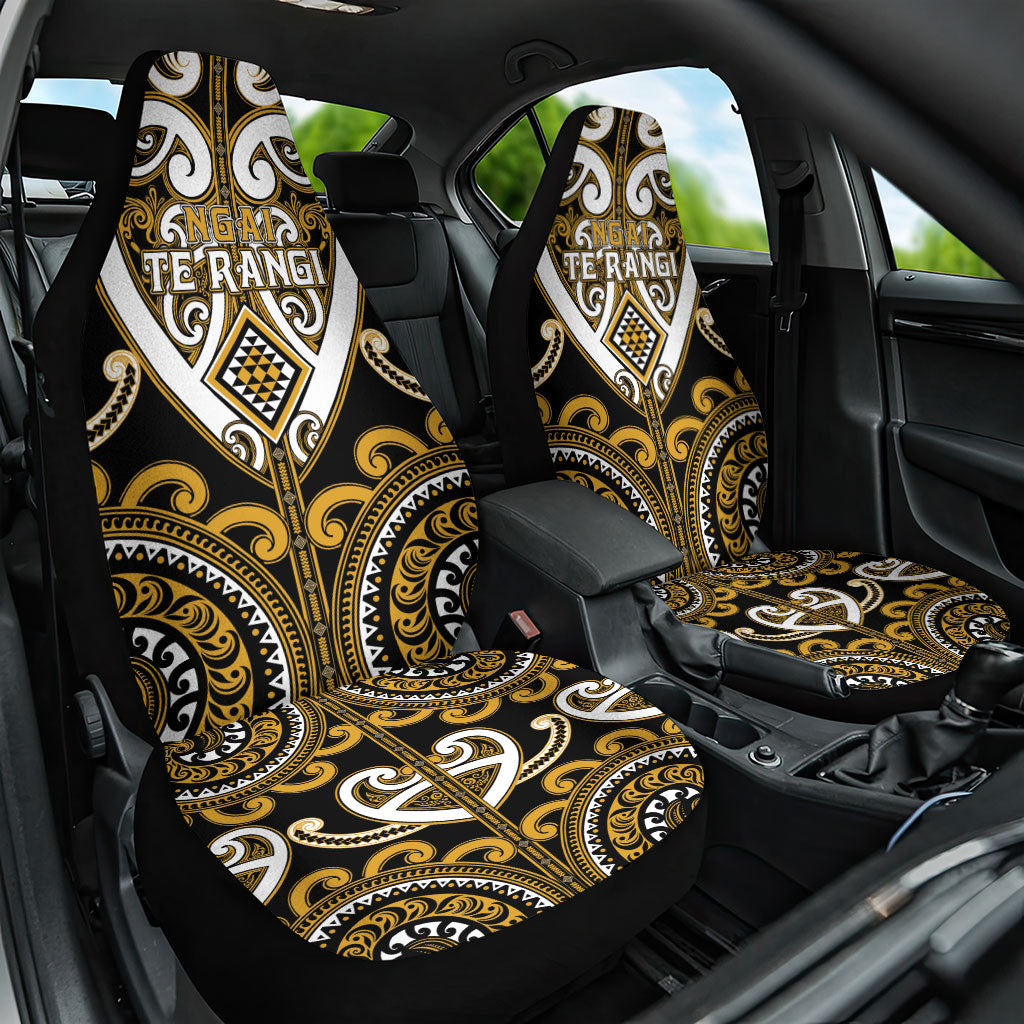 Aotearoa Ngai Te Rangi Car Seat Cover Maori Tribal Pattern LT05 One Size Gold - Polynesian Pride