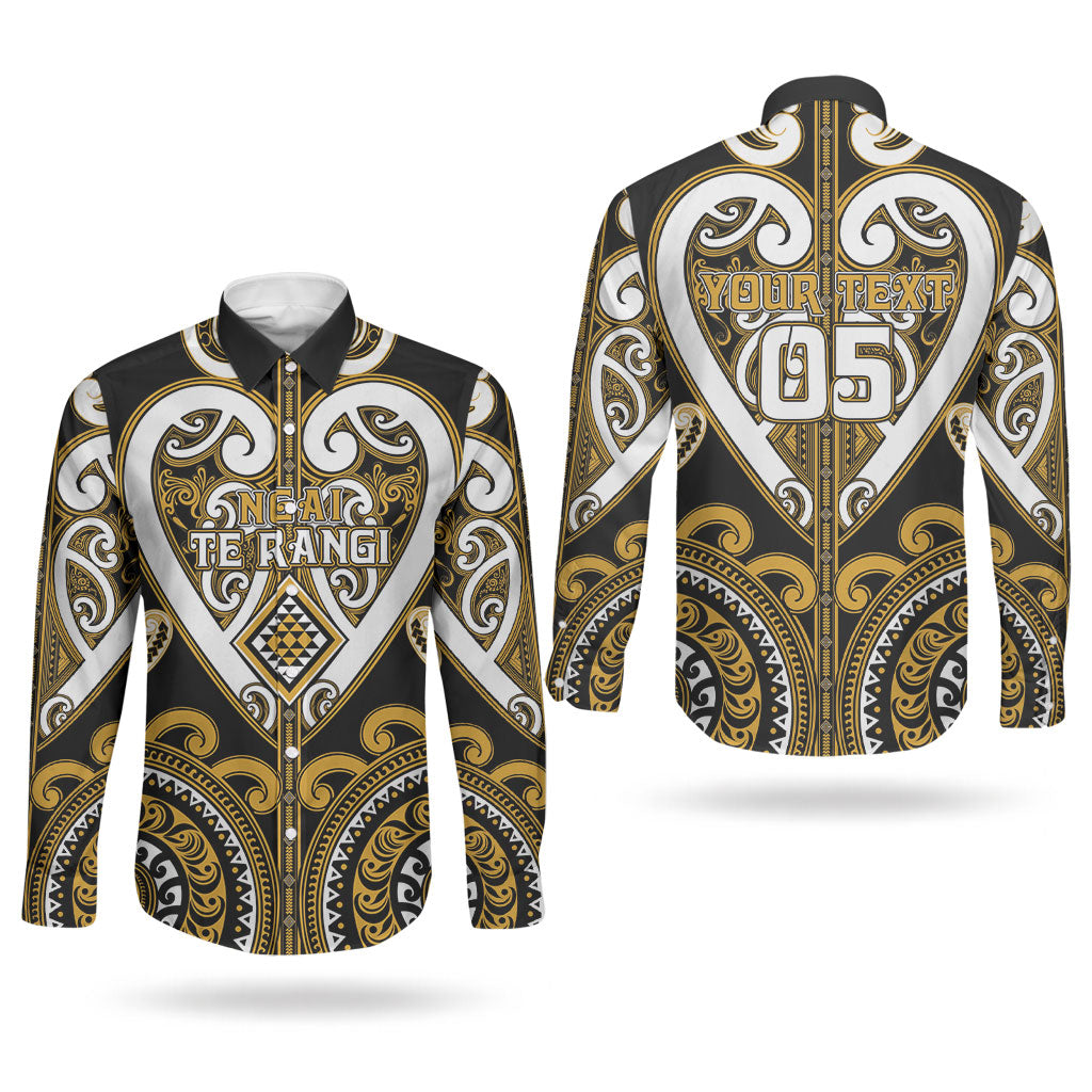 Custom Aotearoa Ngai Te Rangi Couples Matching Off Shoulder Short Dress and Long Sleeve Button Shirt Maori Tribal Pattern LT05 - Polynesian Pride