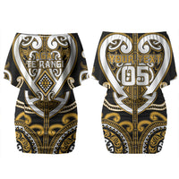 Custom Aotearoa Ngai Te Rangi Couples Matching Off Shoulder Short Dress and Long Sleeve Button Shirt Maori Tribal Pattern LT05 - Polynesian Pride