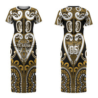 Custom Aotearoa Ngai Te Rangi Couples Matching Short Sleeve Bodycon Dress and Long Sleeve Button Shirt Maori Tribal Pattern LT05 - Polynesian Pride