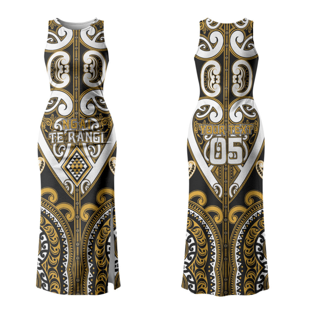 Custom Aotearoa Ngai Te Rangi Couples Matching Tank Maxi Dress and Long Sleeve Button Shirt Maori Tribal Pattern LT05 - Polynesian Pride