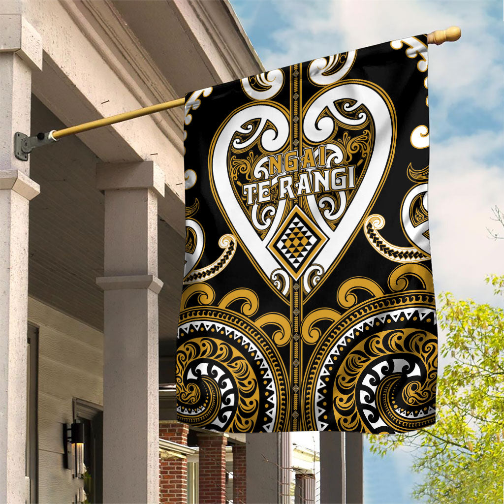 Aotearoa Ngai Te Rangi Garden Flag Maori Tribal Pattern LT05 House Flag Gold - Polynesian Pride