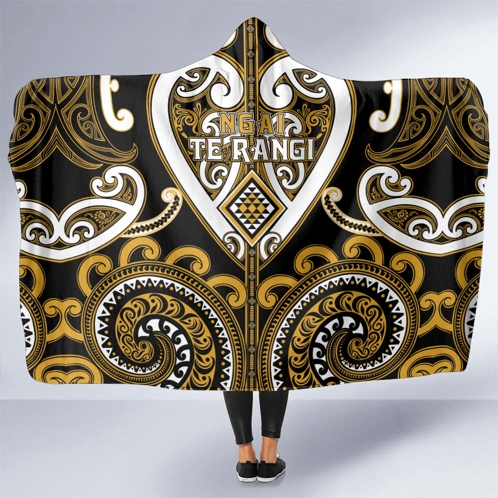 Aotearoa Ngai Te Rangi Hooded Blanket Maori Tribal Pattern LT05 One Size Gold - Polynesian Pride