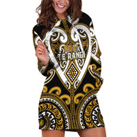 Custom Aotearoa Ngai Te Rangi Hoodie Dress Maori Tribal Pattern LT05 Gold - Polynesian Pride