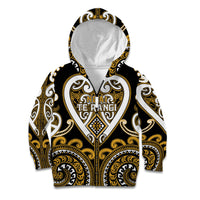 Custom Aotearoa Ngai Te Rangi Kid Hoodie Maori Tribal Pattern LT05 Zip Hoodie Gold - Polynesian Pride