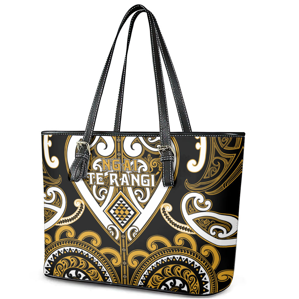 Aotearoa Ngai Te Rangi Leather Tote Bag Maori Tribal Pattern LT05 - Polynesian Pride