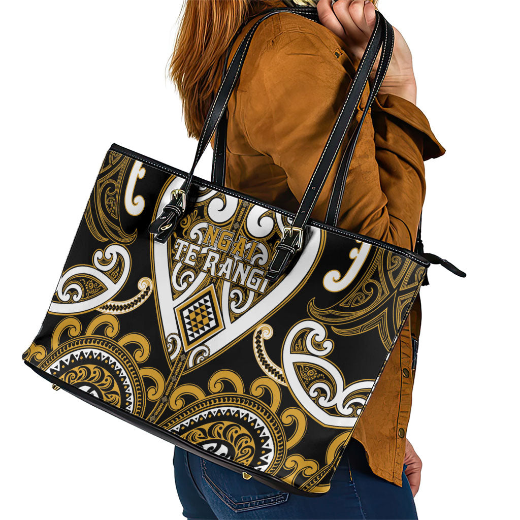 Aotearoa Ngai Te Rangi Leather Tote Bag Maori Tribal Pattern LT05 - Polynesian Pride