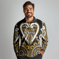 Custom Aotearoa Ngai Te Rangi Long Sleeve Polo Shirt Maori Tribal Pattern LT05 - Polynesian Pride