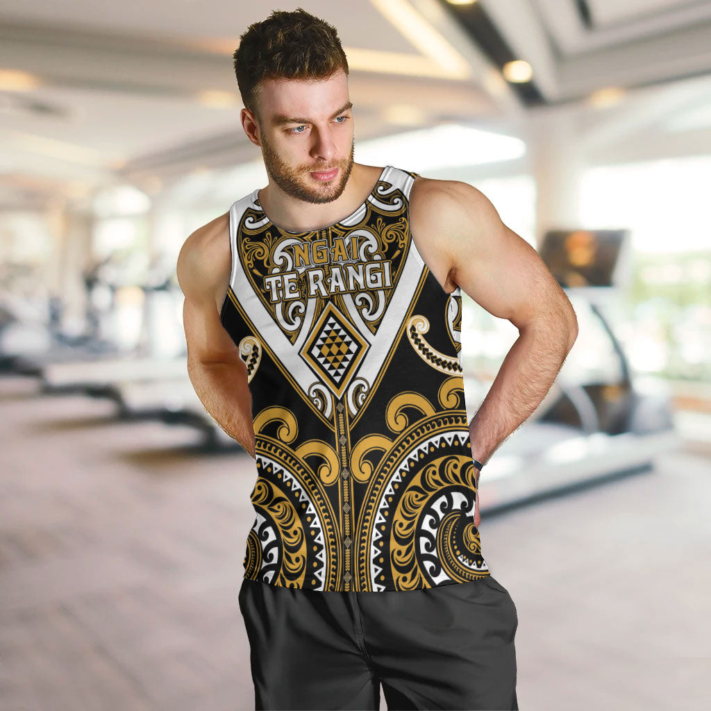 Custom Aotearoa Ngai Te Rangi Men Tank Top Maori Tribal Pattern LT05 Gold - Polynesian Pride