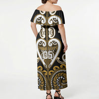 Custom Aotearoa Ngai Te Rangi Off Shoulder Maxi Dress Maori Tribal Pattern LT05 - Polynesian Pride