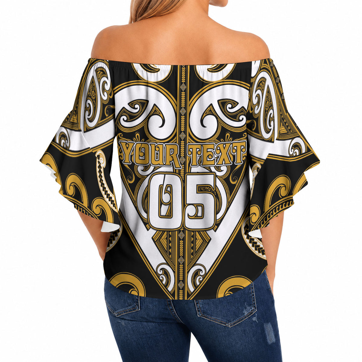 Custom Aotearoa Ngai Te Rangi Off Shoulder Wrap Waist Top Maori Tribal Pattern LT05 - Polynesian Pride