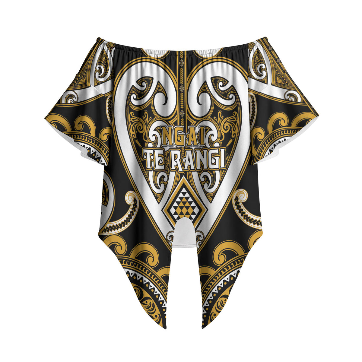 Custom Aotearoa Ngai Te Rangi Off Shoulder Wrap Waist Top Maori Tribal Pattern LT05 - Polynesian Pride