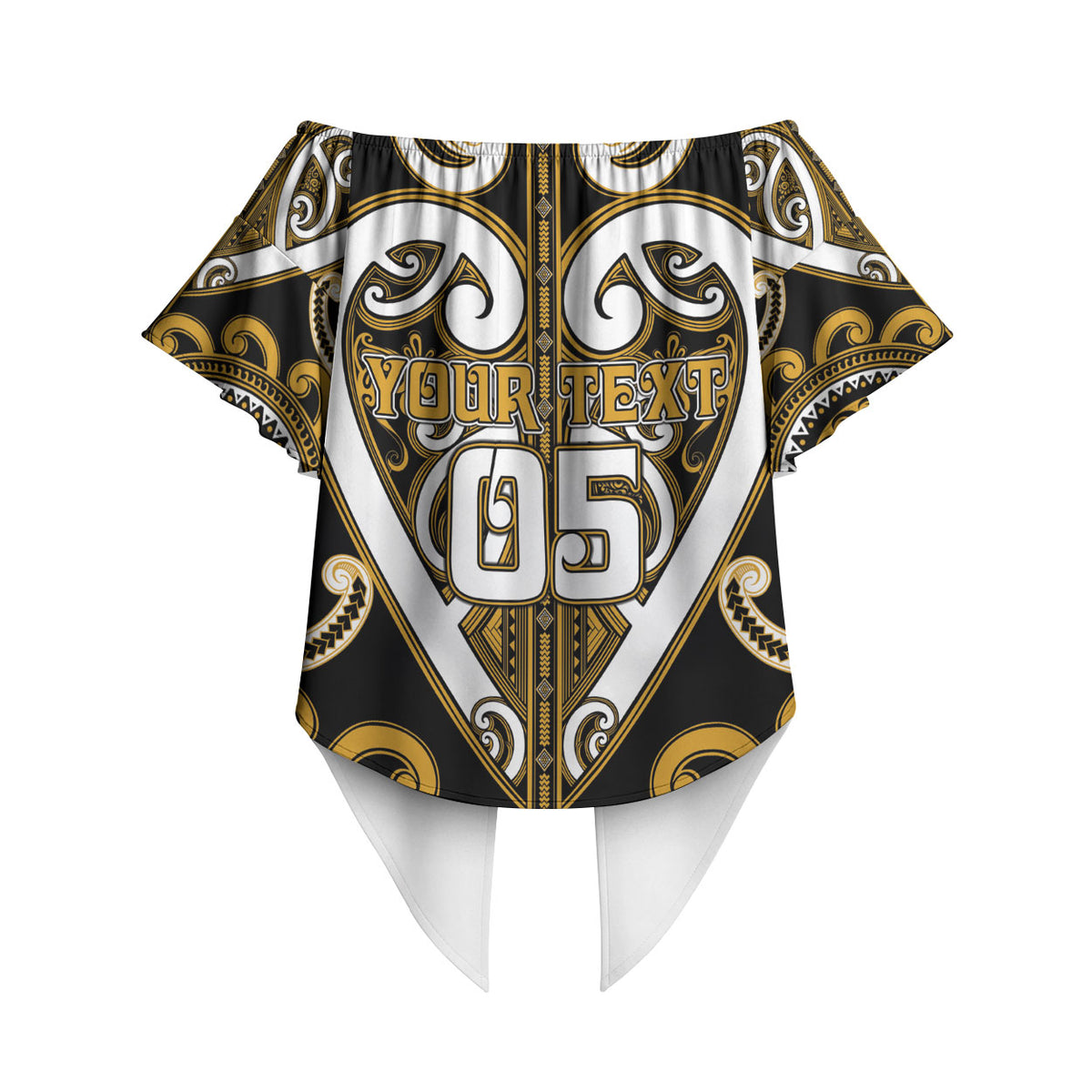 Custom Aotearoa Ngai Te Rangi Off Shoulder Wrap Waist Top Maori Tribal Pattern LT05 - Polynesian Pride