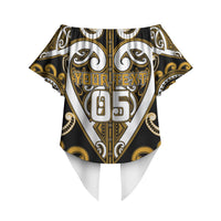 Custom Aotearoa Ngai Te Rangi Off Shoulder Wrap Waist Top Maori Tribal Pattern LT05 - Polynesian Pride