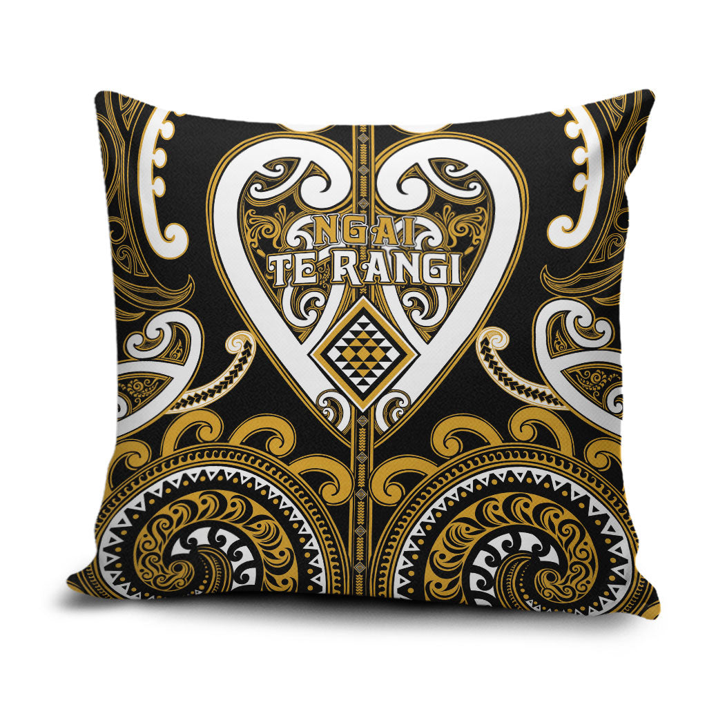Aotearoa Ngai Te Rangi Pillow Cover Maori Tribal Pattern LT05 Gold - Polynesian Pride