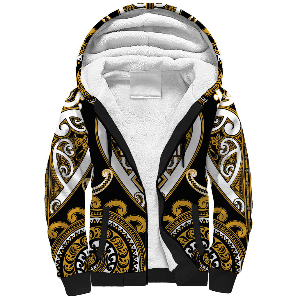Custom Aotearoa Ngai Te Rangi Sherpa Hoodie Maori Tribal Pattern LT05 Unisex Gold - Polynesian Pride