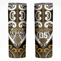 Custom Aotearoa Ngai Te Rangi Skinny Tumbler Maori Tribal Pattern LT05 Gold - Polynesian Pride