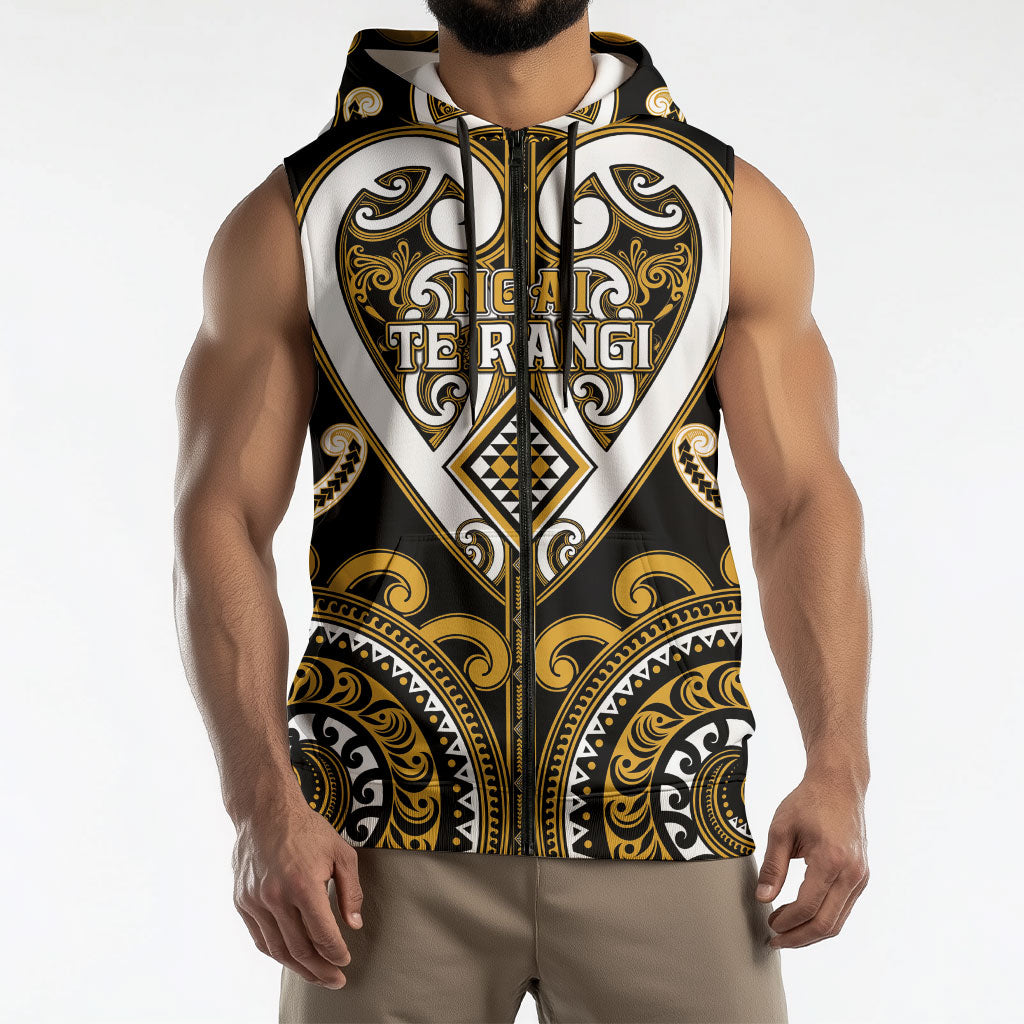 Custom Aotearoa Ngai Te Rangi Sleeveless Zip Hoodie Maori Tribal Pattern LT05 - Polynesian Pride