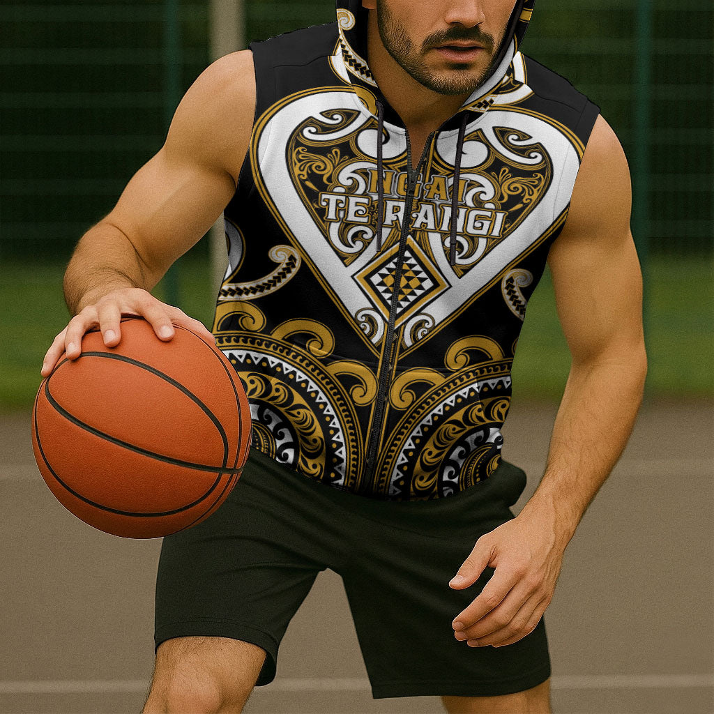 Custom Aotearoa Ngai Te Rangi Sleeveless Zip Hoodie Maori Tribal Pattern LT05 - Polynesian Pride