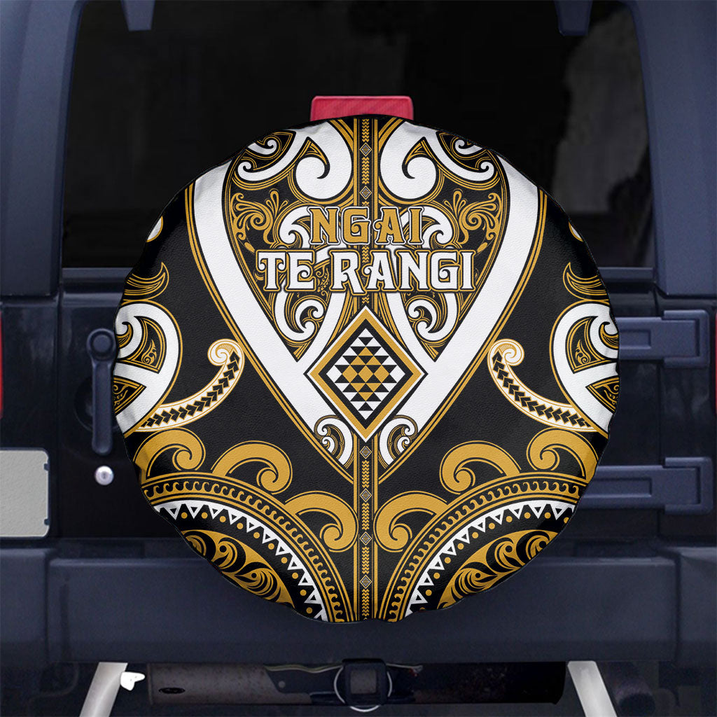 Aotearoa Ngai Te Rangi Spare Tire Cover Maori Tribal Pattern LT05 No hole Gold - Polynesian Pride