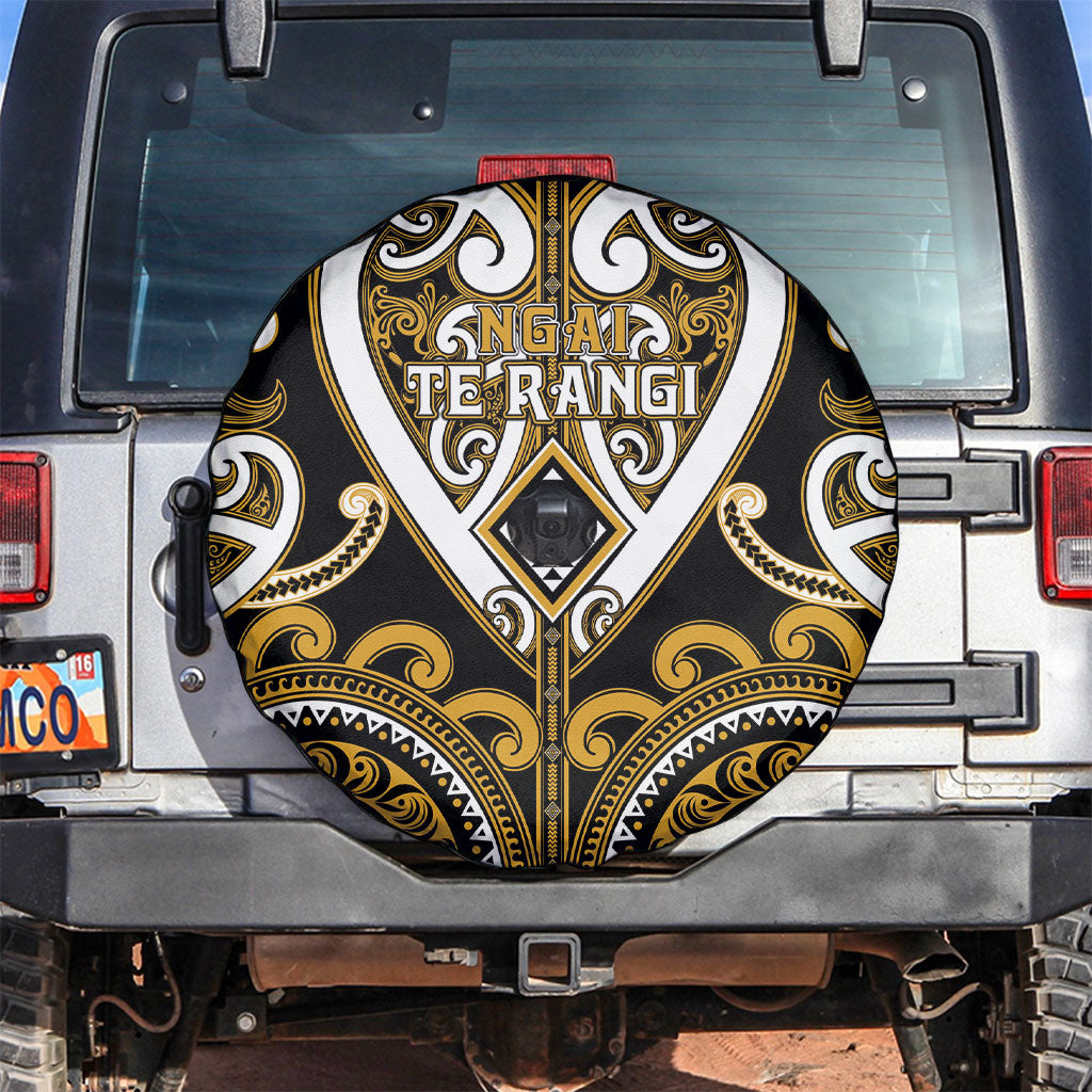 Aotearoa Ngai Te Rangi Spare Tire Cover Maori Tribal Pattern LT05 Gold - Polynesian Pride