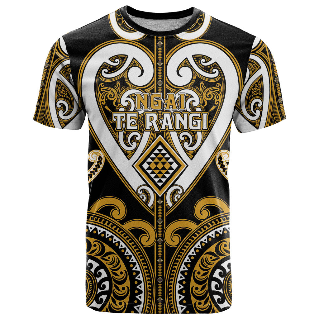 Custom Aotearoa Ngai Te Rangi T Shirt Maori Tribal Pattern LT05 Gold - Polynesian Pride